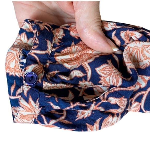 LUCKY BRAND Jemma Floral Peasant Top Blue Multi M - Picture 4 of 7